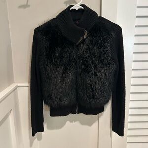 Ella Moss girls Black Faux FurJacket size 12